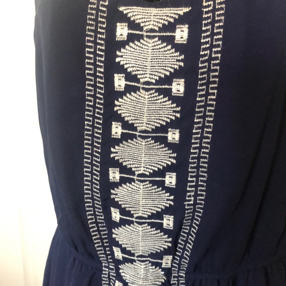 Navy Razor back Embroidered Dress, lined - Picture 2 of 4